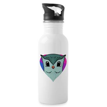 Bisexuell Eule Geschenk - Trinkflasche mit integriertem Trinkhalm - Weiß - Rechts