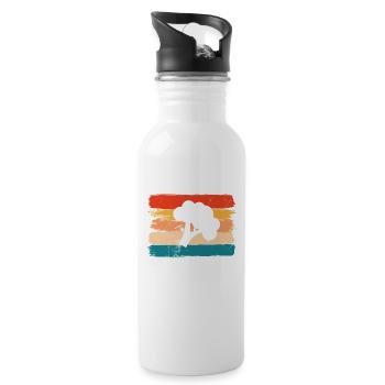 Broccoli Vegan Lover Retro Healthy Gift idea - Water bottle with straw - white - Right