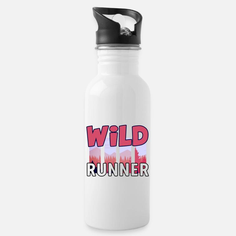Trail Running Wild Runner Laufen Trail Gebirge - Trinkflasche mit integriertem Trinkhalm - Weiß