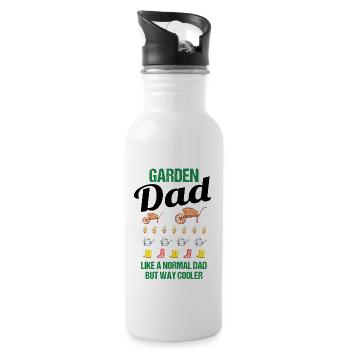 Garten Papa Lustiger Spruch Geschenk Herren - Trinkflasche mit integriertem Trinkhalm - Weiß - Rechts