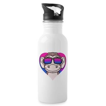 Bisexuell Affe Geschenk - Trinkflasche mit integriertem Trinkhalm - Weiß - Rechts