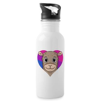 Bisexuell Alpaka Geschenk - Trinkflasche mit integriertem Trinkhalm - Weiß - Rechts