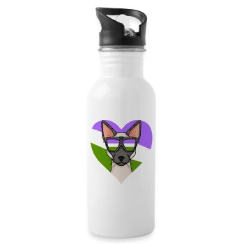 Genderqueer Lgbt Cat Siamese Cat - Water bottle with straw - white - Right