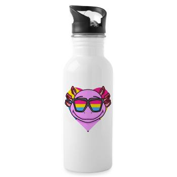 Pansexual Axolotl Gift - Water bottle with straw - white - Right