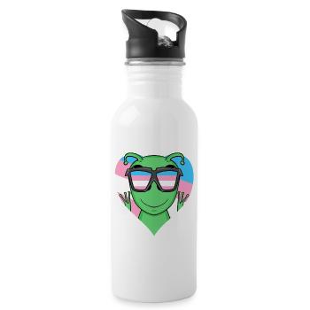 Transgender Transsexuell Alien Geschenk - Trinkflasche mit integriertem Trinkhalm - Weiß - Rechts