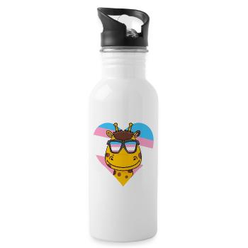 Transgender Transsexuell Giraffe Geschenk - Trinkflasche mit integriertem Trinkhalm - Weiß - Rechts