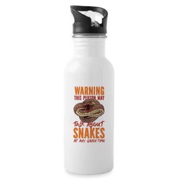 Snake Serpent Warning This Person - Water bottle with straw - white - Right