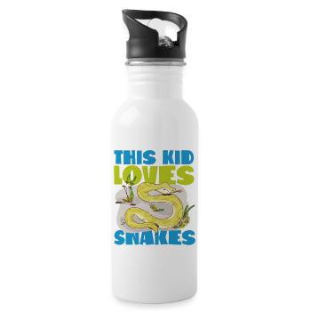 Snake Serpent This Kid Loves - Water bottle with straw - white - Right