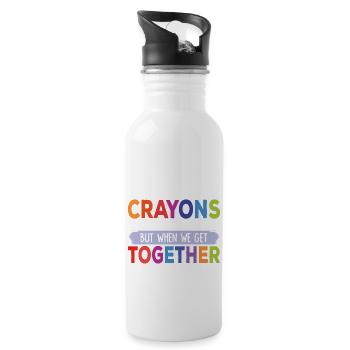 We Are Like A Box Of Crayons Back To School - Water bottle with straw - white - Right