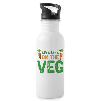 Vegetarian Vegan Vegan Veggie Animal Welfare Vegetables - Water bottle with straw - white - Right
