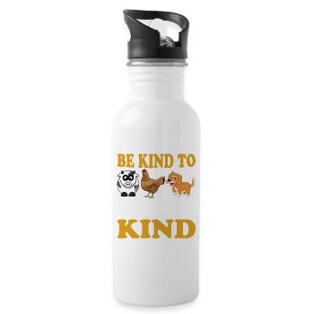 Vegetarian Vegan Vegan Veggie Animal Welfare Vegetables - Water bottle with straw - white - Right