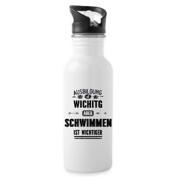 Lustiges Sprüche Design Schwimmen Cooler Spruch - Trinkflasche mit integriertem Trinkhalm - Weiß - Rechts