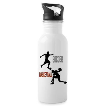 Soccer, Basketball, - Trinkflasche mit integriertem Trinkhalm - Weiß - Rechts