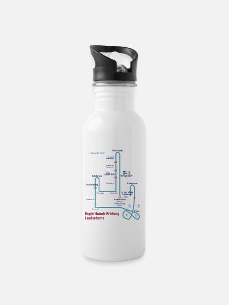 Begleit Hunde Laufschema - Trinkflasche mit integriertem Trinkhalm - Weiß