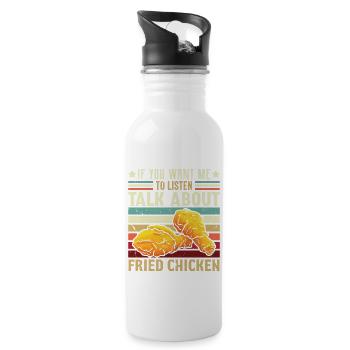 Fast Food Lifestyle Foodaholic Fried Chicken Gesche - Water bottle with straw - white - Right