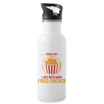 Lucky Crispy Fried Chicken Foodaholic Funny - Water bottle with straw - white - Right