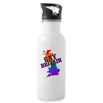 Gay Britain! Rainbow UK LGBTQ+ pride - Water bottle with straw - white - Right