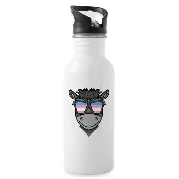 Transgender Transsexuell Esel Geschenk - Trinkflasche mit integriertem Trinkhalm - Weiß - Rechts