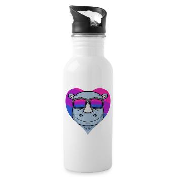 Bisexuell Nashorn Bisexualität Geschenk - Trinkflasche mit integriertem Trinkhalm - Weiß - Rechts