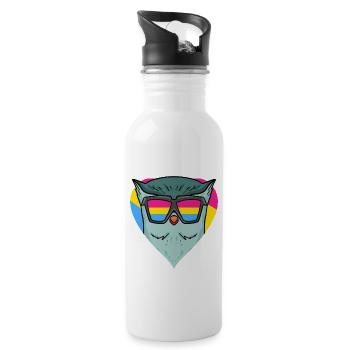 Pansexual Owl Gift - Water bottle with straw - white - Right