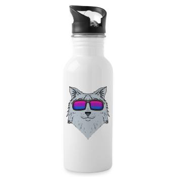Bisexuell Sibirische Katze Katze Geschenk - Trinkflasche mit integriertem Trinkhalm - Weiß - Rechts