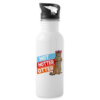 Otter Hot Hotter Otter Marten cute animal - Water bottle with straw - white - Right