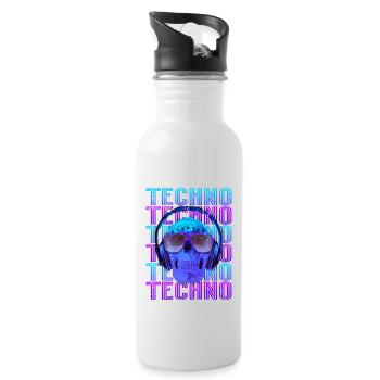 Techno Musik - Trinkflasche mit integriertem Trinkhalm - Weiß - Rechts