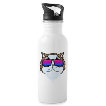 Bisexual Persian Cat Cat Gift - Water bottle with straw - white - Right
