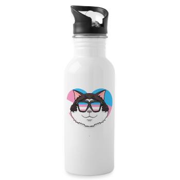 Transgenre Transsexuel Ragdoll Cat Gift - Gourde avec paille intégrée - blanc - Droite