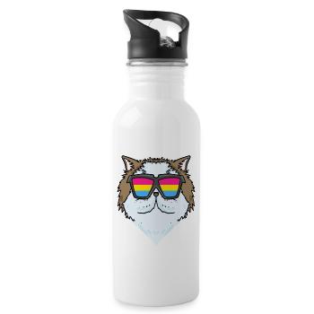 Pansexuell Perserkatze - Katze mit Brille - Trinkflasche mit integriertem Trinkhalm - Weiß - Rechts