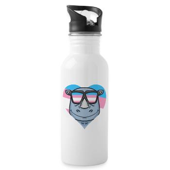 Transgender Transsexuell Nashorn Geschenk - Trinkflasche mit integriertem Trinkhalm - Weiß - Rechts