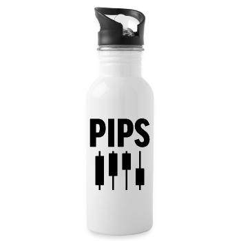 Pips Funny Forex Trader Trading Fan Odds - Water bottle with straw - white - Right