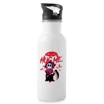Hug Me Classic Skull of Death Creepy Skeleton - Trinkflasche mit integriertem Trinkhalm - Weiß - Rechts