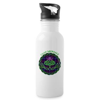 Clan Aberdale Schottischer Tartan Keltische Distel - Trinkflasche mit integriertem Trinkhalm - Weiß - Rechts