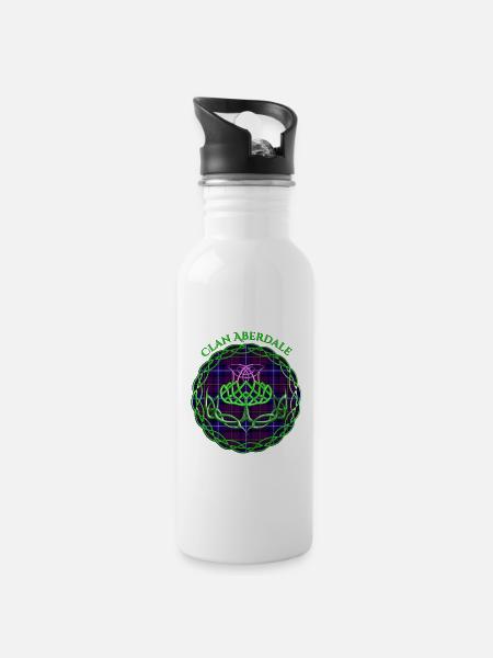 Clan Aberdale Tartan écossais Chardon celtique - Gourde avec paille intégrée - blanc