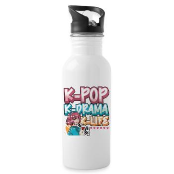 Korean Pop Design for a K-Pop Fashion Fan - Water bottle with straw - white - Right