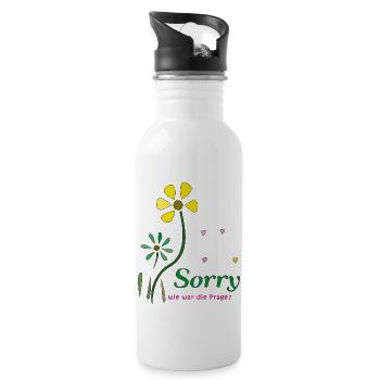Sorry, wie war die Frage? - Trinkflasche mit integriertem Trinkhalm - Weiß - Rechts