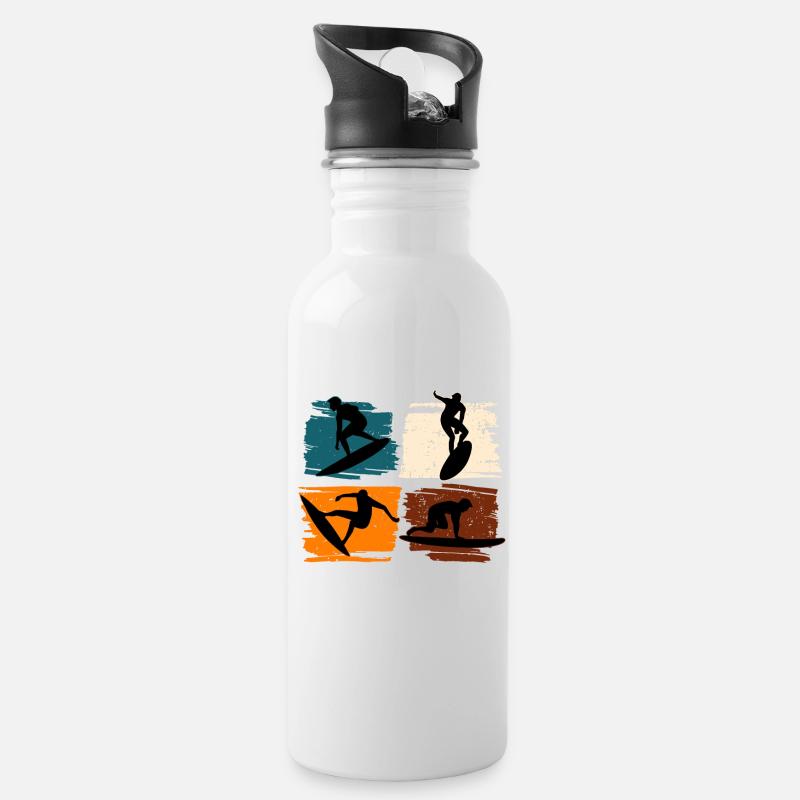 Surfing Surf Surfer - Gourde avec paille intégrée - blanc