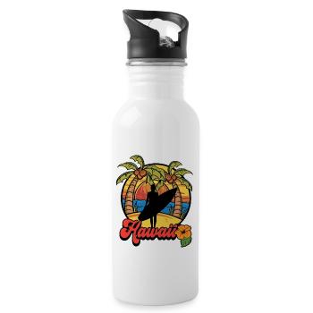 Surfing Surf Surfer Hawaii - Water bottle with straw - white - Right