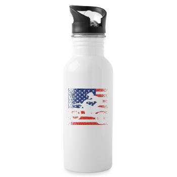 Braaap Vintage USA Drapeau Américain Dirt Bike - Gourde avec paille intégrée - blanc - Droite