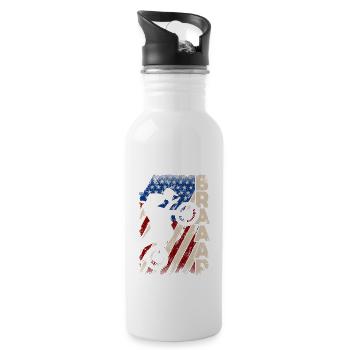 Braaap Vintage USA amerikanische Flagge Dirt Bike - Trinkflasche mit integriertem Trinkhalm - Weiß - Rechts
