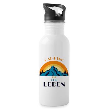 Camping Adventure Holiday Adventure Fun - Water bottle with straw - white - Right