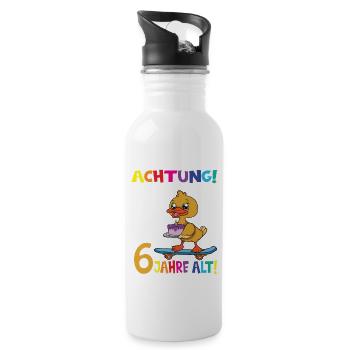 Kindergeburtstag Ich Bin Jetzt 6 Jahre - Trinkflasche mit integriertem Trinkhalm - Weiß - Rechts