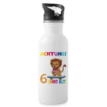 Kindergeburtstag Ich Bin Jetzt 6 Jahre - Trinkflasche mit integriertem Trinkhalm - Weiß - Rechts