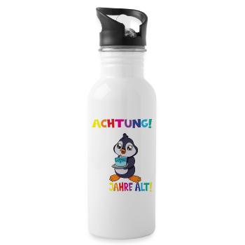 Kindergeburtstag Ich Bin Jetzt 6 Jahre - Trinkflasche mit integriertem Trinkhalm - Weiß - Rechts