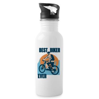 Best biker ever - Water bottle with straw - white - Right