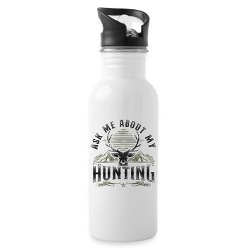 Buck Deer Hunting Hunter Vintage - Trinkflasche mit integriertem Trinkhalm - Weiß - Rechts