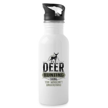 Buck Deer Hunting Hunter Vintage - Trinkflasche mit integriertem Trinkhalm - Weiß - Rechts