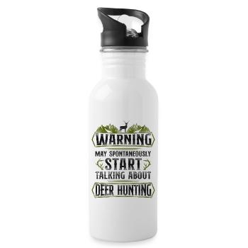 Buck Deer Hunting Hunter Vintage - Water bottle with straw - white - Right