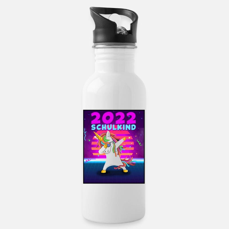 Dab Einhorn T-Shirt Dabbing Unicorn Schulkind - Trinkflasche mit integriertem Trinkhalm - Weiß